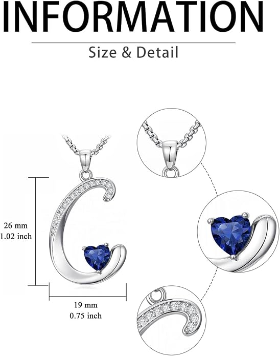 Birthday Gifts for Women Alphabet A to Z Initial Birthstone Pendant Necklaces for Women - 18k White Gold Plated Personalized Name Jewelry Anniversary Graduation Gifts for Wife Her Daughter Girlfriend(with Gift Box)