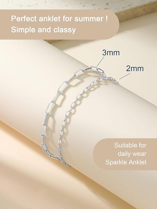 ChainsPro Stainless Steel Waterproof Anklet for Women, Adjustable Non Tarnish Layered Anklets, Trendy Dainty Cuban Link Ankle Bracelet Beach Jewelry Gifts for Swimming & Daily Wear (8.5+2 inches)