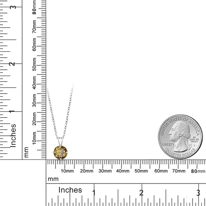 Gem Stone King 7MM Round Gemstone Birthstone Pendant Necklace For Women | 925 Sterling Silver | With 18 Inch Silver Chain | Fine Jewelry Gifts for Women Her Mom Wife