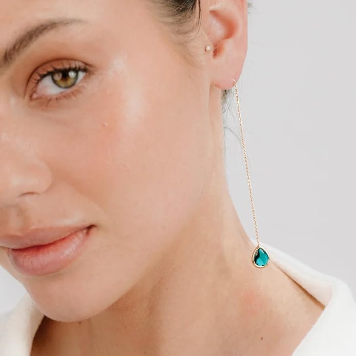 Ettika 18k Gold Plated, Silver Plated, Rhodium Plated Pull Through Threader Earrings. Threaders Minimalist Earring. Womens Jewelry Gifts