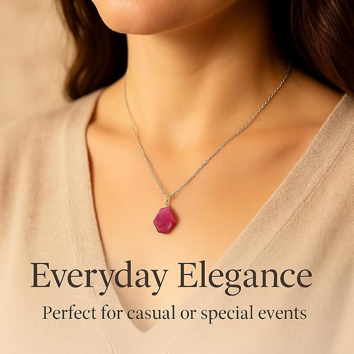 Raw Birthstone Crystal Necklace for Women, Hypoallergenic 925 Sterling Silver Pendant, Adjustable 16+2" Silver Chain, Light Natural Gemstone Jewelry for Everyday Wear & Gift for her & him