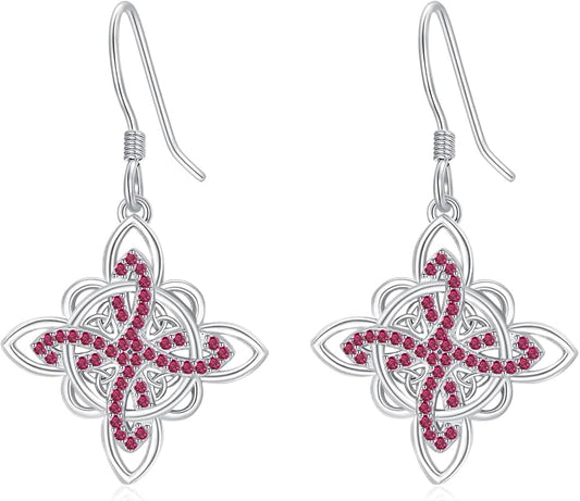 Celtic Knot Earrings 925 Sterling Silver Abalone Drop Dangle Celtic Earrings Gifts for Women