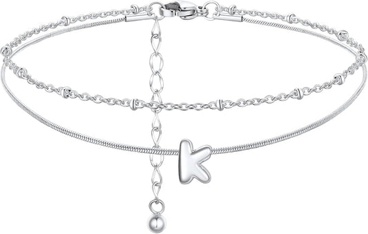 ChainsProMax Initial Ankle Bracelets for Women, Waterproof Anklets Bracelet Adjustable Summer Beach Women Foot Jewelry, Stainless Steel/Gold Plated-Send Gift Box/Letter A-Z
