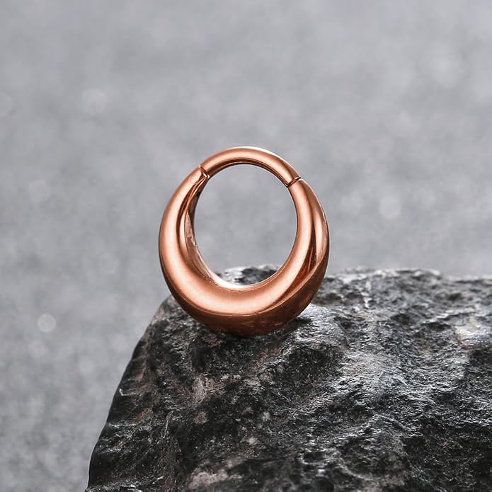 MOQIKAKA16G 8mm Septum Rings - Stainless Steel Segment Nose Rings for Women Men - Hinged Segment Nose Helix Cartilage Clicker Hoop Earrings for Daith Rook Tragus Piercing