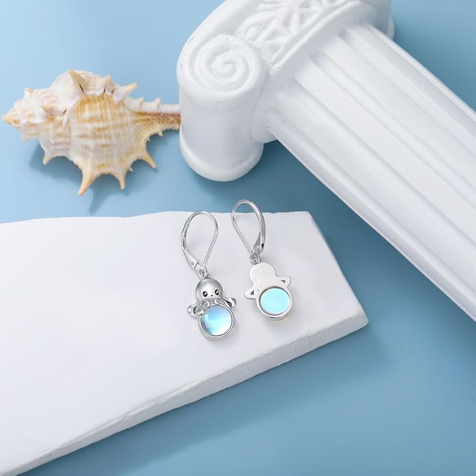 Dorunmo Moonstone Dangle Drop Earrings s925 Sterling Silver Leverback Earrings Filigree Moonstone Jewelry Birthday Gifts for Women