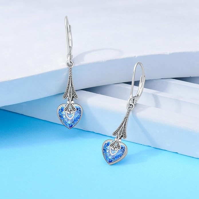 PELOVNY 925 Sterling Silver Filigree Dangle Earrings Hypoallergenic Abalone/Cubic Zirconia/Moonstone Earrings Vintage Jewelry Christmas Birthday Gifts for Women Mom Her
