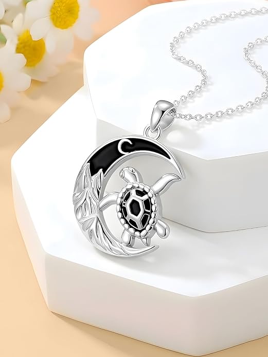 Tree of Life/Cat/Horse/Turtle/Sun/Cow Pendant Crescent Moon Necklace Anniversary Graduation Birthday for Grandma Women Wife Daughter(with Gift Box)