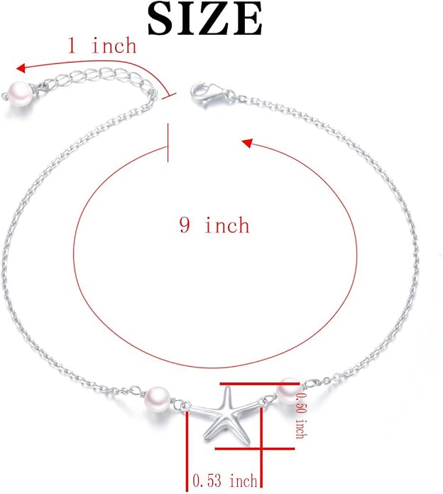 Alphm Anklet for Women S925 Sterling Silver Adjustable Foot Evil Eye Starfish Heart Bead Butterfly Celtic Knot Cross Multilayer Layered Ankle Bracelet Jewelry