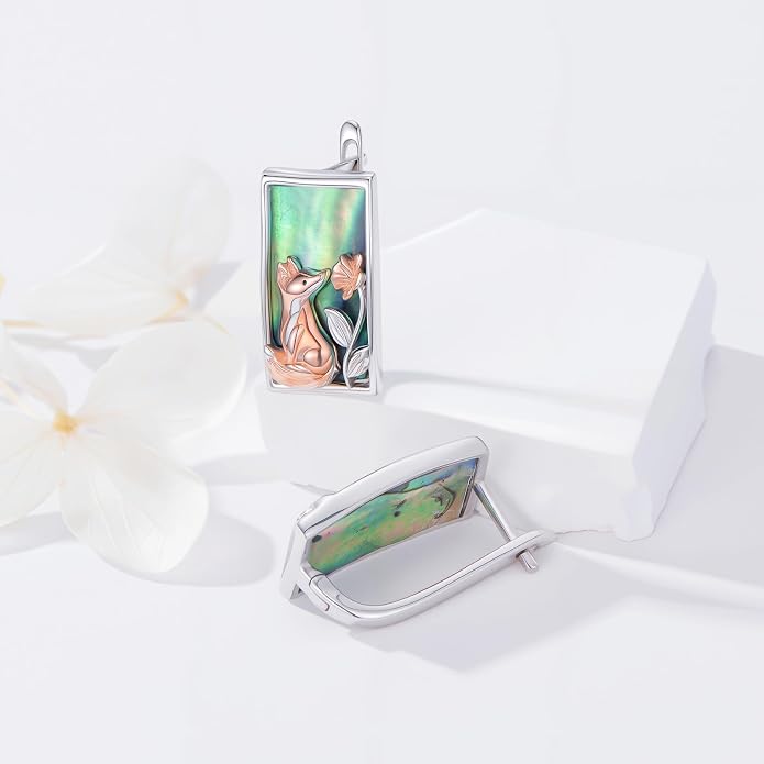 PROESS Abalone Shell Holy Mountain/Mustard Seed/Animal Earrings 925 Sterling Silver Mountain Jewelry Animal Lovers Gifts for Women