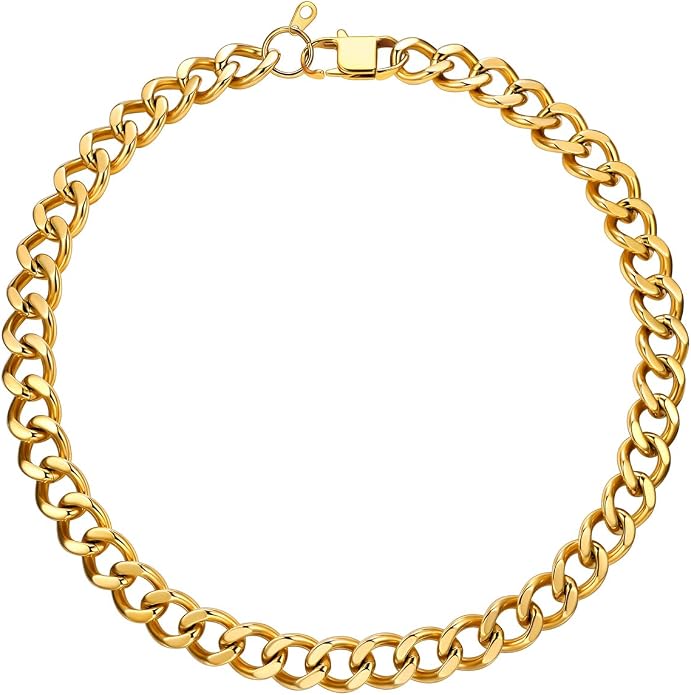 U7 Chunky Cuban Link Chain for Women, Stainless Steel Chain Necklace, Dainty 14K Gold/Silver Thick Trendy Punk Hip Hop Cuban Chain, 12mm/16mm/20mm