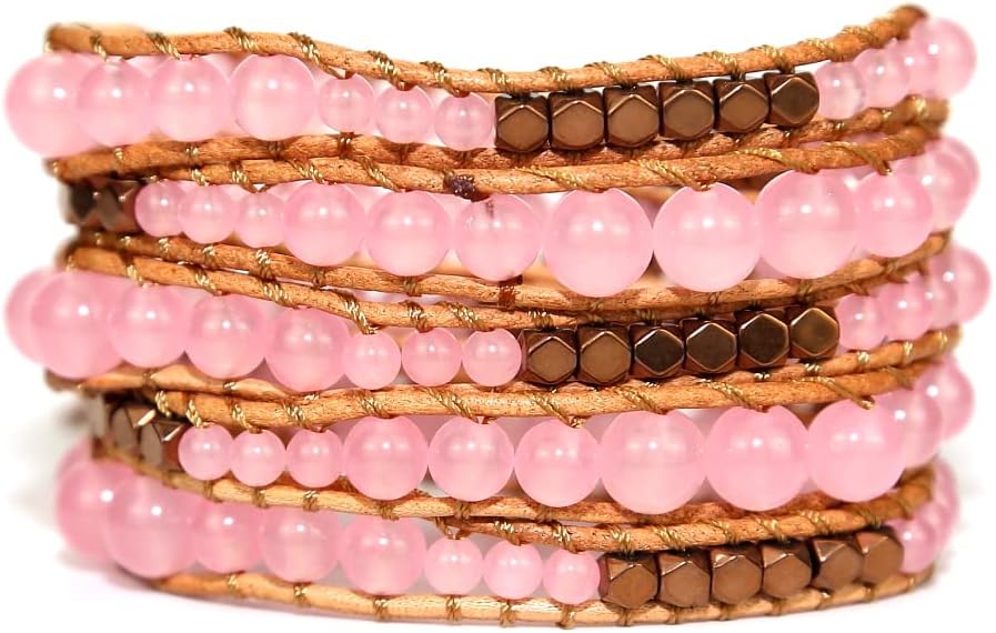 Boho Wrap Bead Bracelet for Women - Handmade Adjustable Natural Stone Beaded Bracelets Yoga Healing Bracelet Bangle Hippie Jewelry