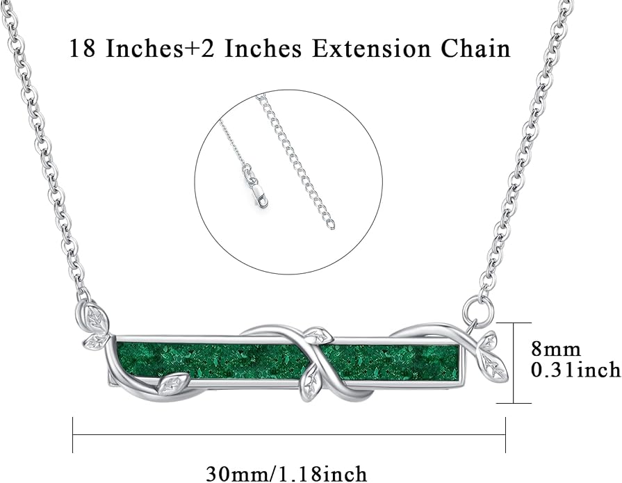 Bar Opal Leaf Necklace For Women S925 Sterling Silver White Opal Pendant with Leaf Charm Bar Pendant Jewelry Gift For Mom Daughter Wife