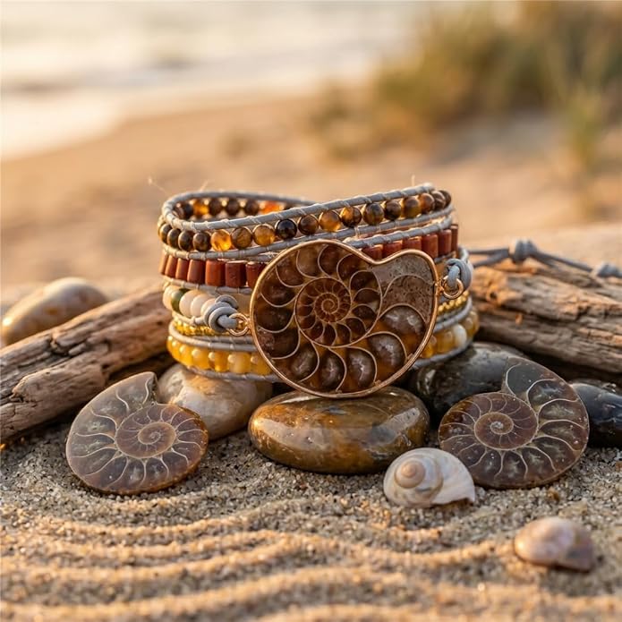 YGLINE Boho Handmade Wrap Leather Tube Crystal Stone Bracelet for Women