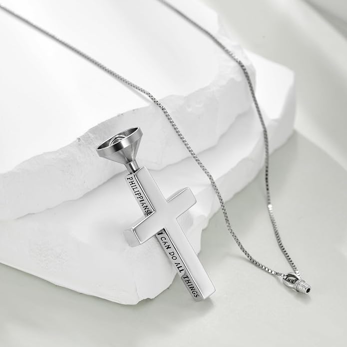 POPLYKE Cross Necklace 925 Sterling Silver Philippians 4:13 I Can Do All The Things Inspirational Necklace Gifts for Women Men 20+2''