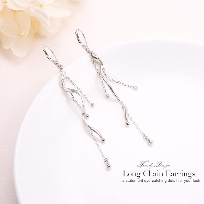 Sterling Silver Leverback Dangle Earrings for Women Teardrop Filigree 14K Gold Plated Dangly Earrings Mother’s Day Gift