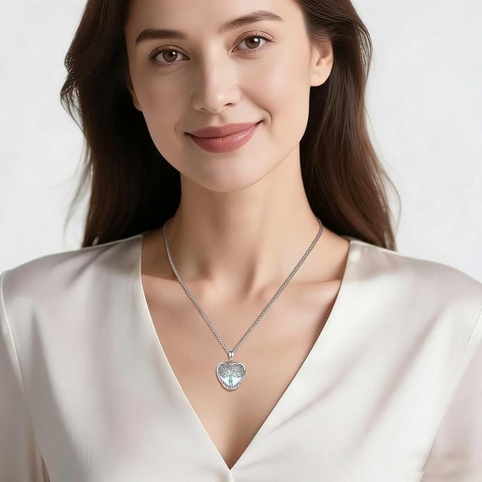 AEONSLOVE Tree of Life Necklace with Crystal for Women, Amethyst/Obsidian/Turquoise/Moonstone/Malachite Crystal Pendant Necklaces for Ladies