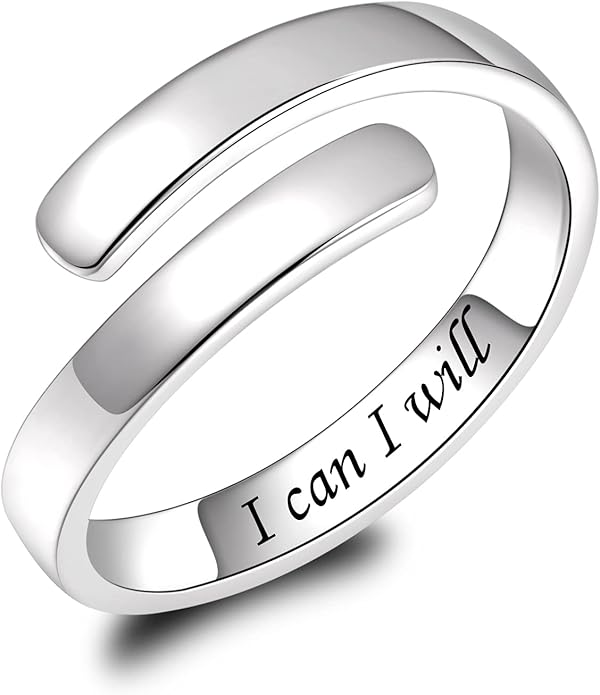 BEILIN 925 Sterling Silver Inspirational Jewelry Rings Adjustable Ring Personality Encouragement Gift for Teens Women