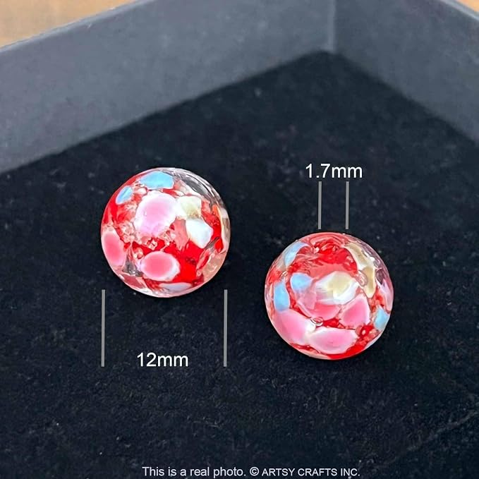 Artsy Crafts 12 Pcs Lily Flower Glow in The Dark Firefly Beads, 12mm European Lampwork Luminous Glass Beads for Jewelry Making Charm Bracelet Necklace Earrings Crafts (Lily - Red)