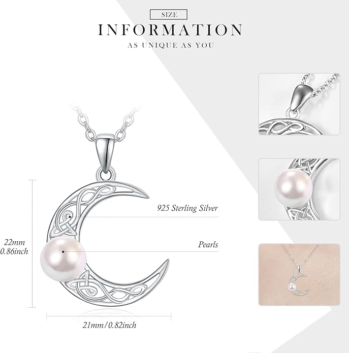 Dreamboat Sterling Silver Moon and Star Necklace Silver Crescent Moon Necklaces for Women Star Pendant Celestial Jewelry Gifts