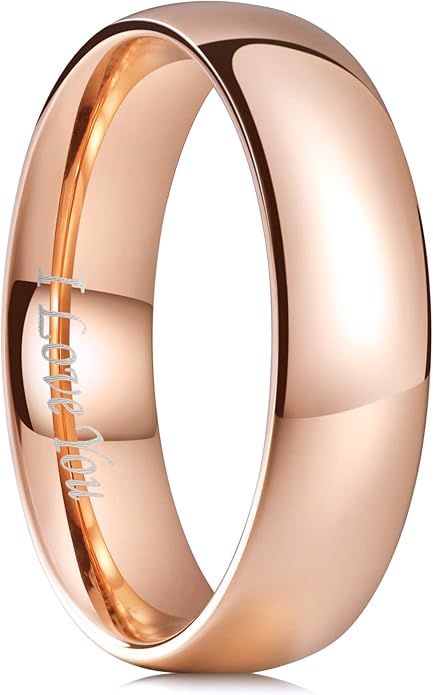 King Will 316L Stainless Steel Wedding Band for Men Women-2-8mm Width Wedding Ring in Black/Sliver/Gold Plated Laser I Love You High Polished Dome Style Promise Ring Comfort Fit Size 4-15