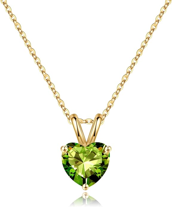 SMILEST Dainty Heart Birthstone Necklace for Women, 925 Sterling Silver Necklace Sparkling Heart Pendant, Anniversary Birthday Gifts for Women Mom Wife Daughter Girlfriend Grandma