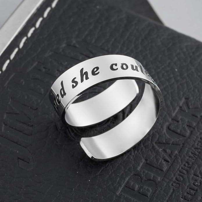 Inspirational Motivational Adjustable Ring Personalized Stainless Steel Spiral Wrap Twist Rings Encouragement Statement Graduation Jewelry Birthday Gifts for Women Teengirls.