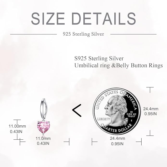 Dangle Clicker Belly Button Ring for Women Surgical Sterling Silver Belly Ring Simple Reverse Navel Rings Body Jewelry