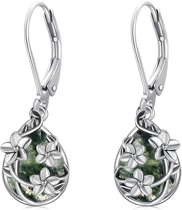 Flower Earrings 925 Sterling Silver Flower Teardrop Leverback Dangle Earrings Jewelry Gifts for Women Girls