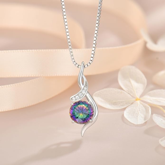 Women‘s Birthstone Pendant Necklace S925 Sterling Silver Imitation Diamond Infinity Necklace Jewelry Gift for Her