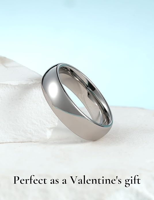 King Will Tungsten Carbide Wedding Band for Men Women Promise Rings for Couples Domed High Polish