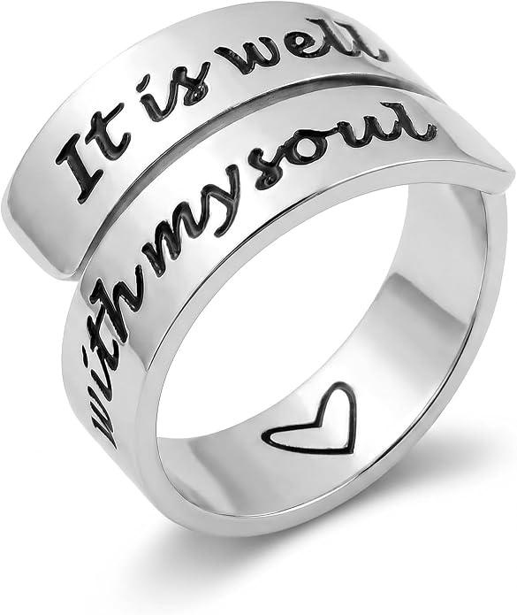 Inspirational Motivational Adjustable Ring Personalized Stainless Steel Spiral Wrap Twist Rings Encouragement Statement Graduation Jewelry Birthday Gifts for Women Teengirls.