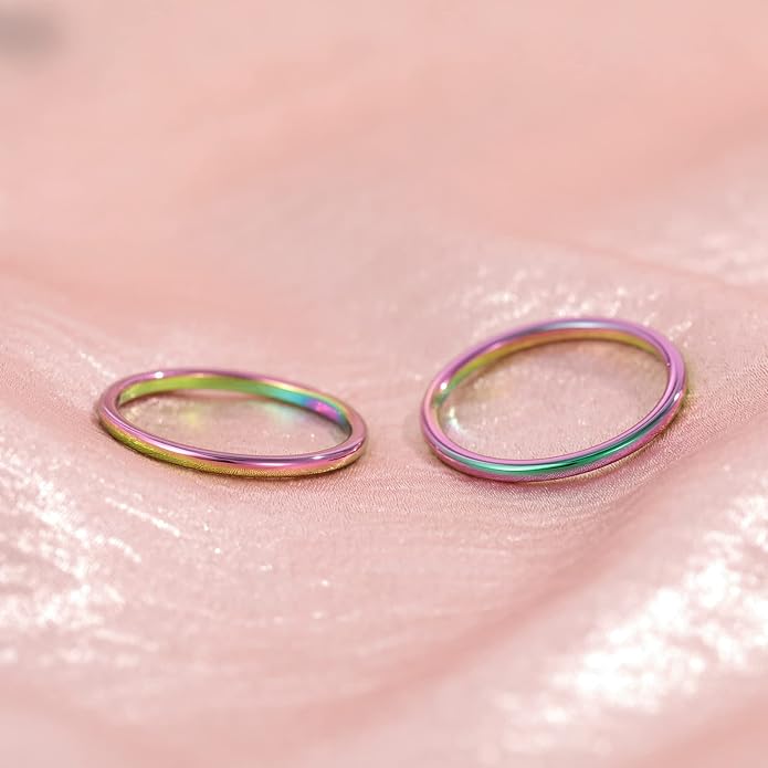 TRUMIUM 2mm 4mm 6mm 8mm Tungsten Wedding Band Ring for Men Women Silver/Rose Gold Plated/Rainbow/Gold Plated Domed High Polish Engagement Promise Rings Comfort Fit 4-15