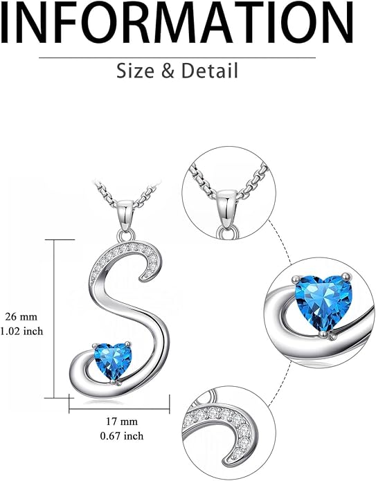 Birthday Gifts for Women Alphabet A to Z Initial Birthstone Pendant Necklaces for Women - 18k White Gold Plated Personalized Name Jewelry Anniversary Graduation Gifts for Wife Her Daughter Girlfriend(with Gift Box)