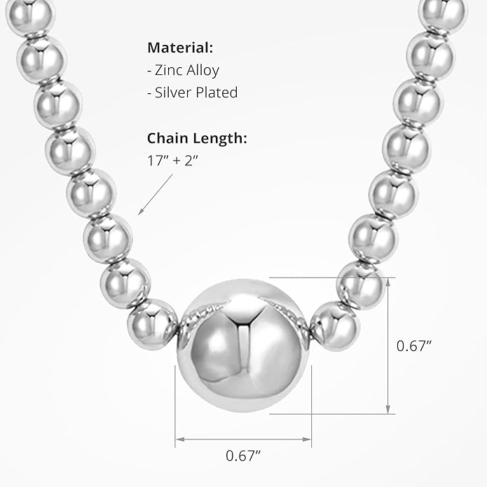 COBI Paperclip Chain Necklace for Women,Beaded Necklace,18K Gold /925 Sterling Silver Plated,Chunky Link Chain Necklace for Daily Wear,Ideal Gift for Her 17"