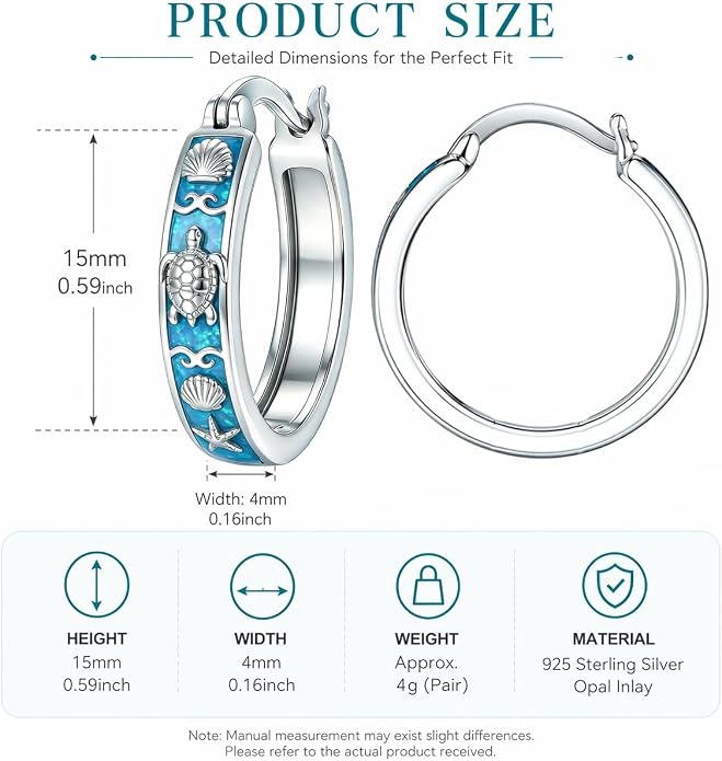 Opal/Turquoise Huggie Earrings 925 Sterling Silver Opal/Turquoise Small Animal Huggie Hoop Earrings Animal Huggies Earring Jewelry Gifts for Women Mom Her