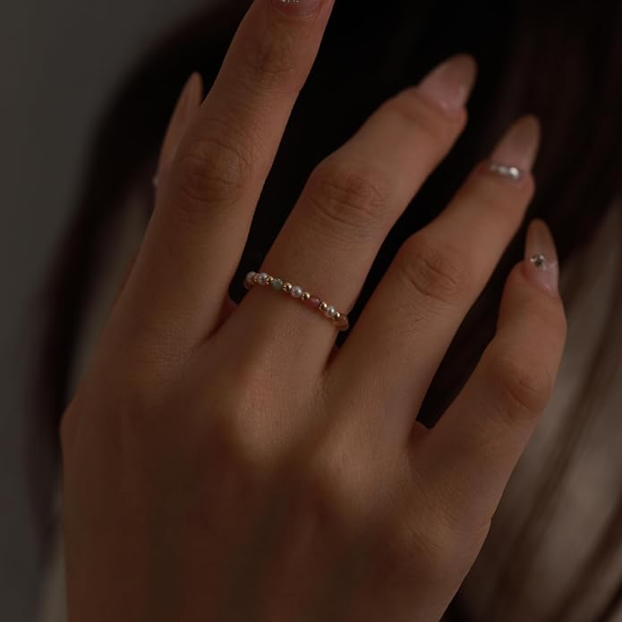 14K Gold Filled ring, dainty stackable handpicked premium 1.8-2mm cultured freshwater pearl ring women's