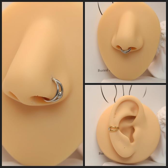 316L Surgical Steel Septum Clicker Ring Nose Ring Hoop Sleeper Hoop Earring Helix Rook Conch Cartilage Daith Tragus Earrings Lobe Nose Piercing Jewelry for Women