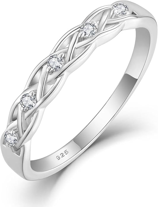 Infinity Celtic Knot Ring 925 Sterling Silver Twisted Knot Birthstone Ring Statement Rings for Women Size 5-10