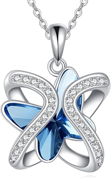 Crystal Necklace 925 Sterling Silver Crystal Pendant Necklace for Women Gift for Women