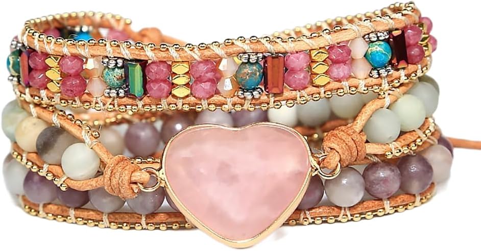 Women Wrap Bracelets Boho Natural Stone Jasper Turquoises Strand Bracelet Jewelry Collection
