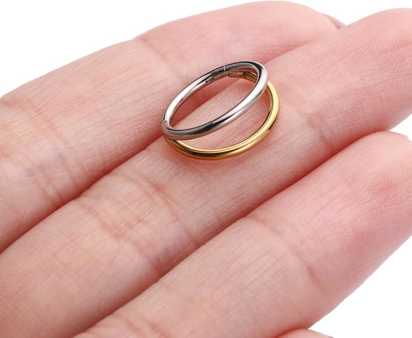 316L Surgical Steel Septum Clicker Ring Nose Ring Hoop Sleeper Hoop Earring Helix Rook Conch Cartilage Daith Tragus Earrings Lobe Nose Piercing Jewelry for Women