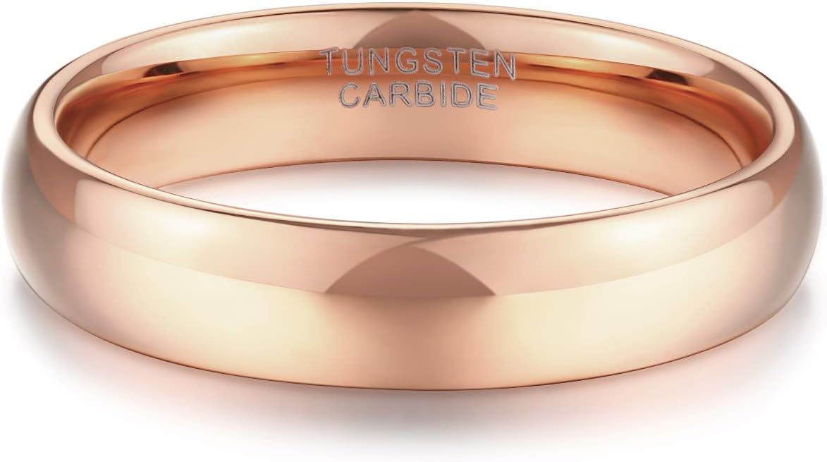 TRUMIUM 2mm 4mm 6mm 8mm Tungsten Wedding Band Ring for Men Women Silver/Rose Gold Plated/Rainbow/Gold Plated Domed High Polish Engagement Promise Rings Comfort Fit 4-15
