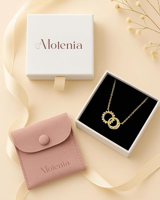 Celestial Necklace for Women: 14K Gold Plated Compass Sun Star Moon Phase Pendant, Boho Spiritual Gemstone Jewelry Anniversary Graduation Birthday Christmas Gift for Her Wife Girlfriend Daughter