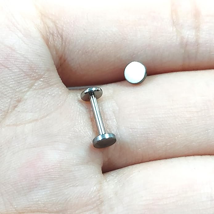 3pcs G23 Titanium 20G/18G/16G 6mm/8mm/10mm/12mm Press Fit Threadless Push Pop 2.5mm 3mm 4mm Flat Top 4mm Flat Back Piercing Lip Stud Earring Labret Monroe Lip Ring Tragus Cartilage Earring Stud