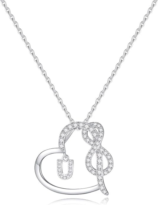 Infinity Heart Necklaces for Women, S925 Sterling Silver Initial Necklace Womens Jewelry Mothers Day Gifts Girls Valentines Gifts for Her Christmas Birthday Gifts for Women Mom Wife Girlfriend
