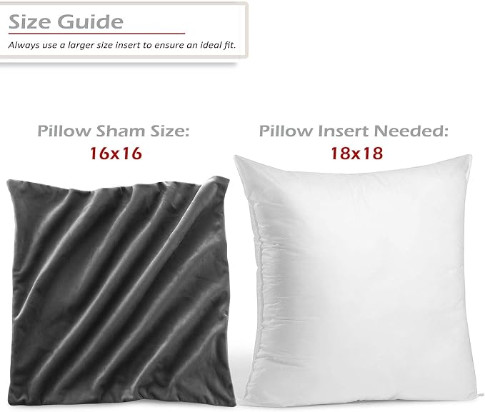 Nestl Throw Pillow Covers, Cozy Velvet Decorative Outdoor Pillow Covers 16x16 Inches, Soft Solid Cushion Covers for Sofa, Bed and Car, Set of 4 - Charcoal Stone Gray