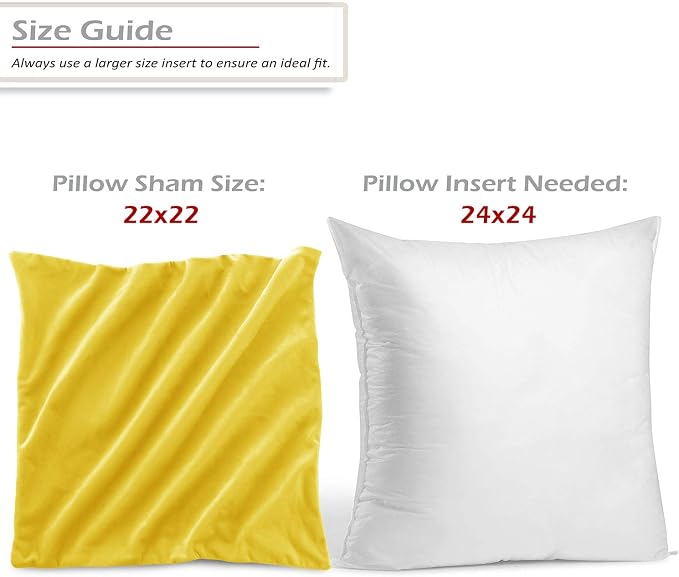 Nestl Throw Pillow Covers, Cozy Velvet Decorative Autumn Pillow Covers 22 x 22 Inches, Soft Solid Couch Pillow Covers for Sofa, Bed and Car, Set of 2 - Yellow
