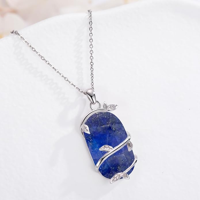 Bar Opal Leaf Necklace For Women S925 Sterling Silver White Opal Pendant with Leaf Charm Bar Pendant Jewelry Gift For Mom Daughter Wife