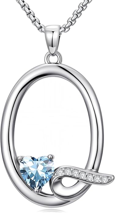Birthday Gifts for Women Alphabet A to Z Initial Birthstone Pendant Necklaces for Women - 18k White Gold Plated Personalized Name Jewelry Anniversary Graduation Gifts for Wife Her Daughter Girlfriend(with Gift Box)