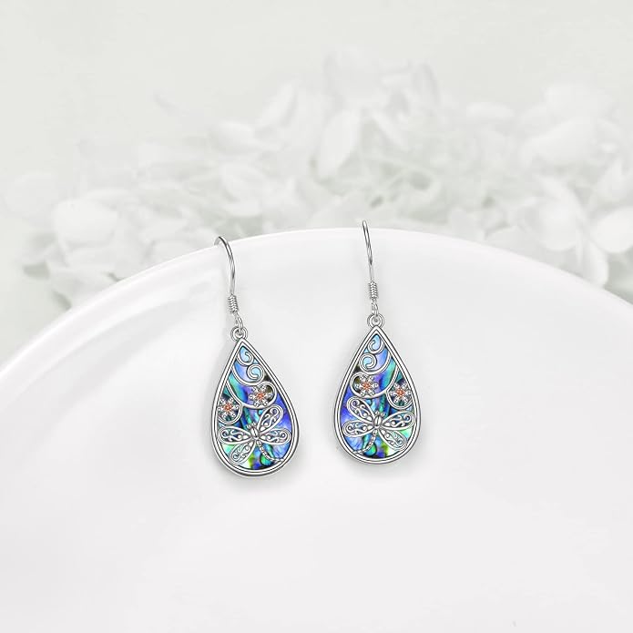 POPLYKE 925 Sterling Silver Tree of Life Dangle Earrings for Women Fashion Abalone Shell Jewelry Gifts for Mom Sister Friend Birthday